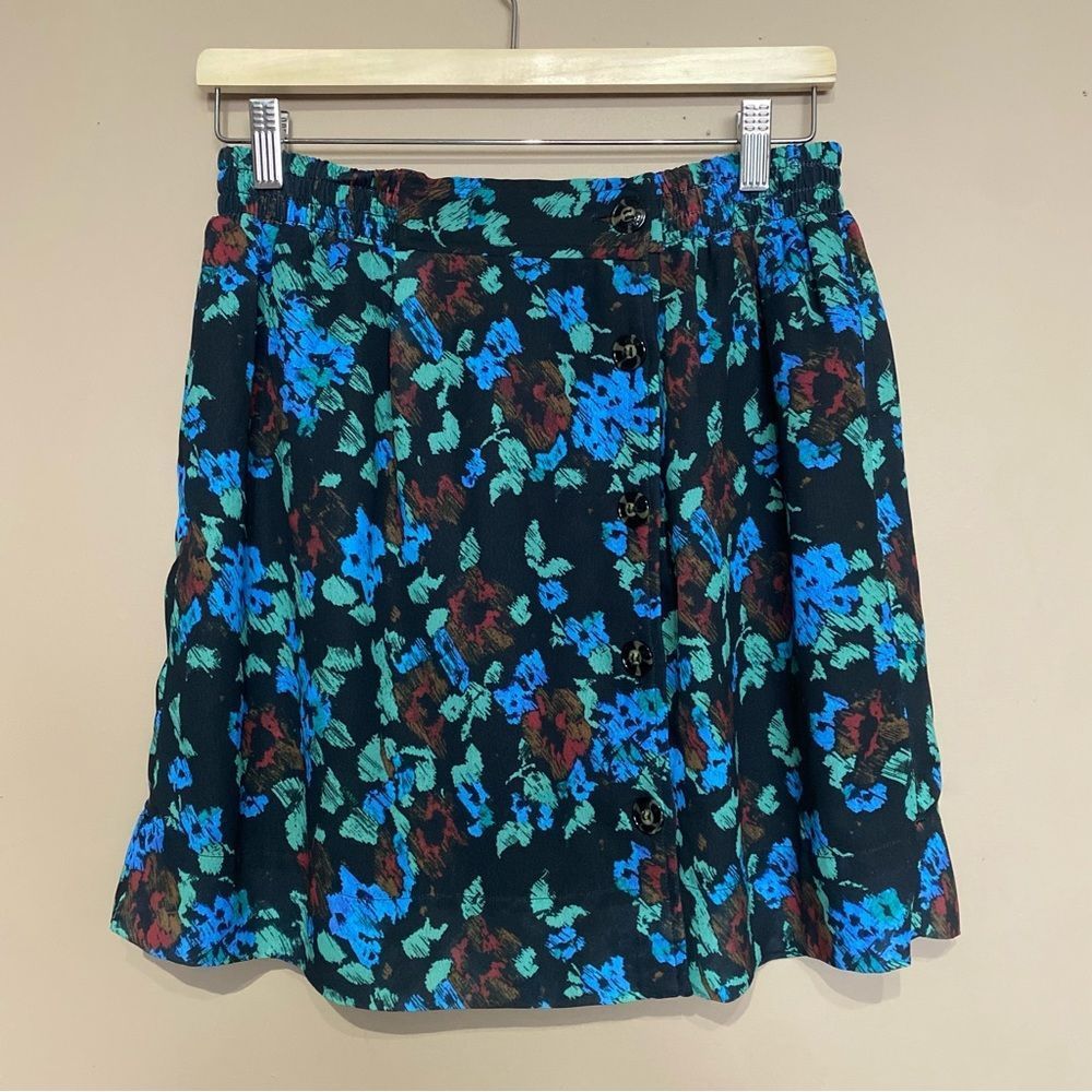 Ganni Floral Mini Skirt - Blue and Green